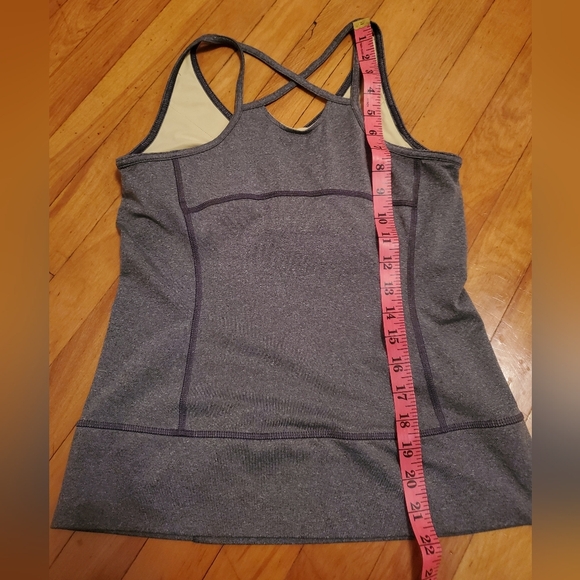 Arc'teryx tank top. Heathered grey (inside yellow. Crossed in back. Women S. - Picture 9 of 10